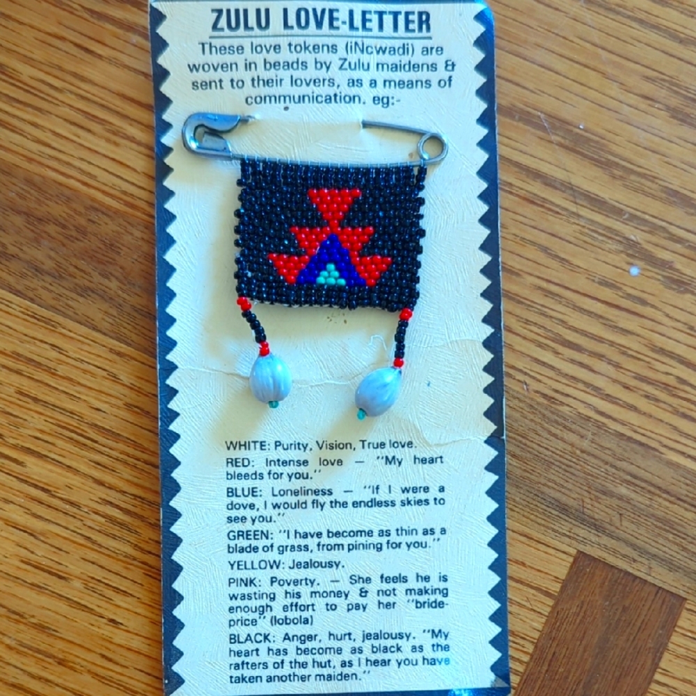 Beaded Zulu Love-Letter Pin